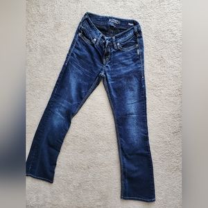 Silver Suki Mid Rise Bootcut Jean.  Size 27, Inseam 31.  Dark Wash